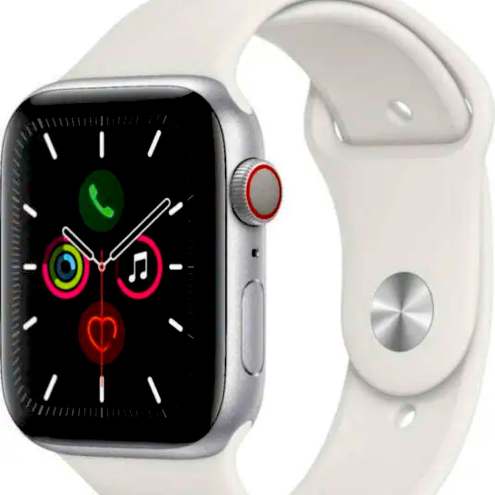 Apple Watch 5 A2095 44mm Silver Aluminum Case White Smart Watch - MWVY2LL/A